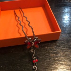 Red butterfly hair accessory